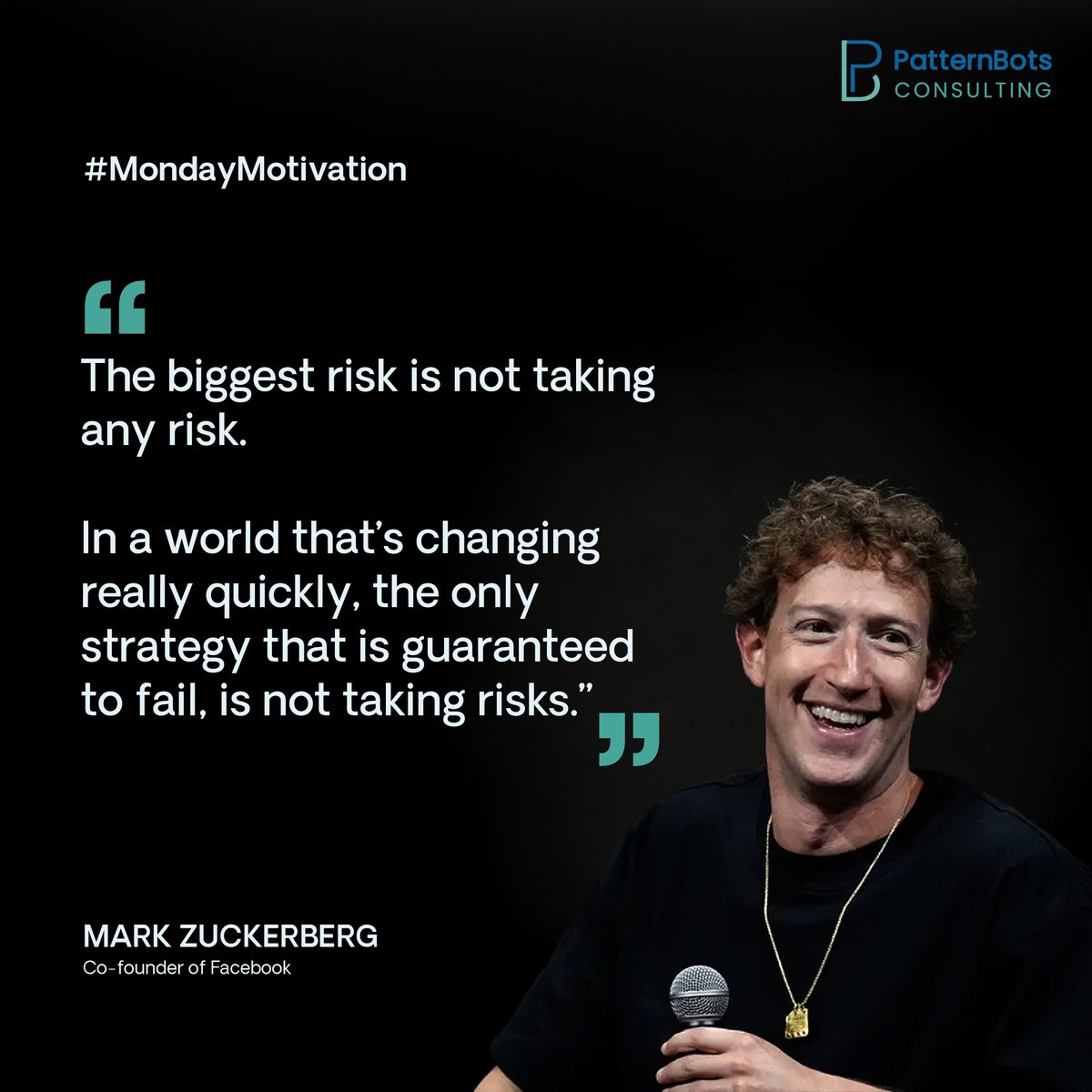 patternbots's tweet photo. Success comes to those who dare to step out of their comfort zone. Begin your week with Mark Zuckerberg’s motivating words and take bold chances to shape your future!
.
#MarkZuckerberg #TechLeadership #InnovationQuotes #EntrepreneurMindset #Facebook https://t.co/CCaPaEOALJ