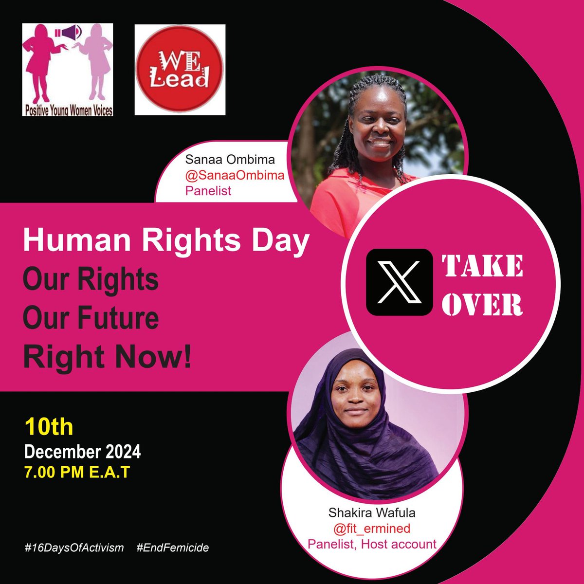 PYWV (@girlswomenpower) on Twitter photo Mark Human Rights Day with us tomorrow at 7 PM as we take over Shakira’s X account (<a href="/fit_ermined/">Shakira Wafula</a>)!
During the discussion, we will tackle youth activism, femicide, and how we can uphold human rights together.
Join us here; x.com/i/spaces/1MYxN…
#16DaysOfActivism #EndFemicide Mark Human Rights Day with us tomorrow at 7 PM as we take over Shakira’s X account (<a href="/fit_ermined/">Shakira Wafula</a>)!
During the discussion, we will tackle youth activism, femicide, and how we can uphold human rights together.
Join us here; x.com/i/spaces/1MYxN…
#16DaysOfActivism #EndFemicide