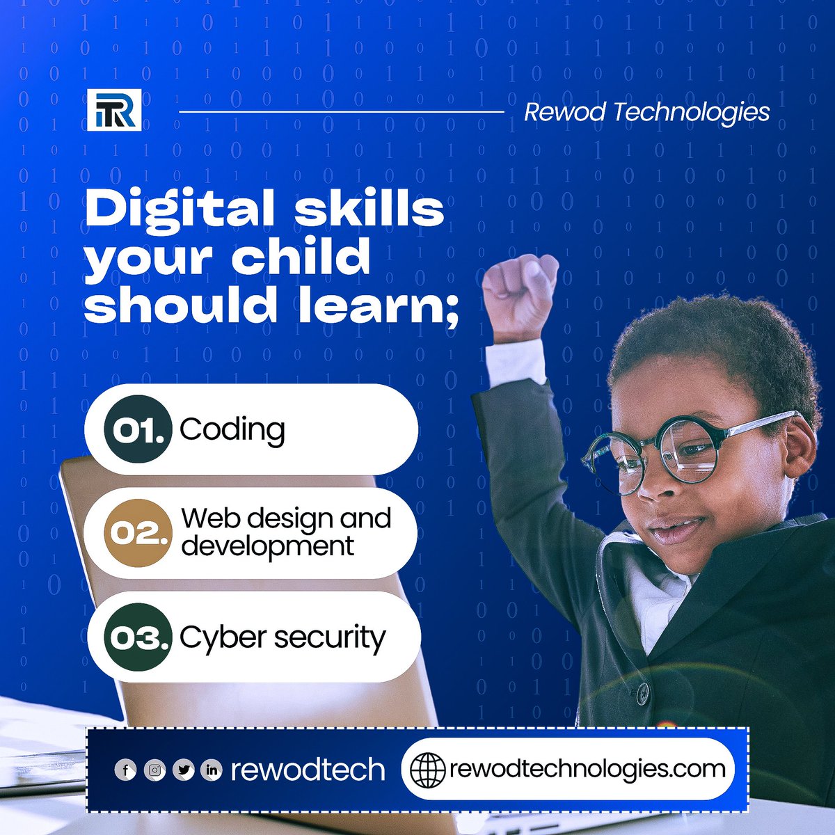 rewodtech's tweet photo. Empower your kids with digital skills! 💻 From coding to cybersecurity, Rewod Technologies can kickstart their tech journey. 🌟

🔗 Learn more: https://t.co/Zfr6pzxSMK
#DigitalSkills #CodingForKids #Cybersecurity https://t.co/XSddn5xUKL
