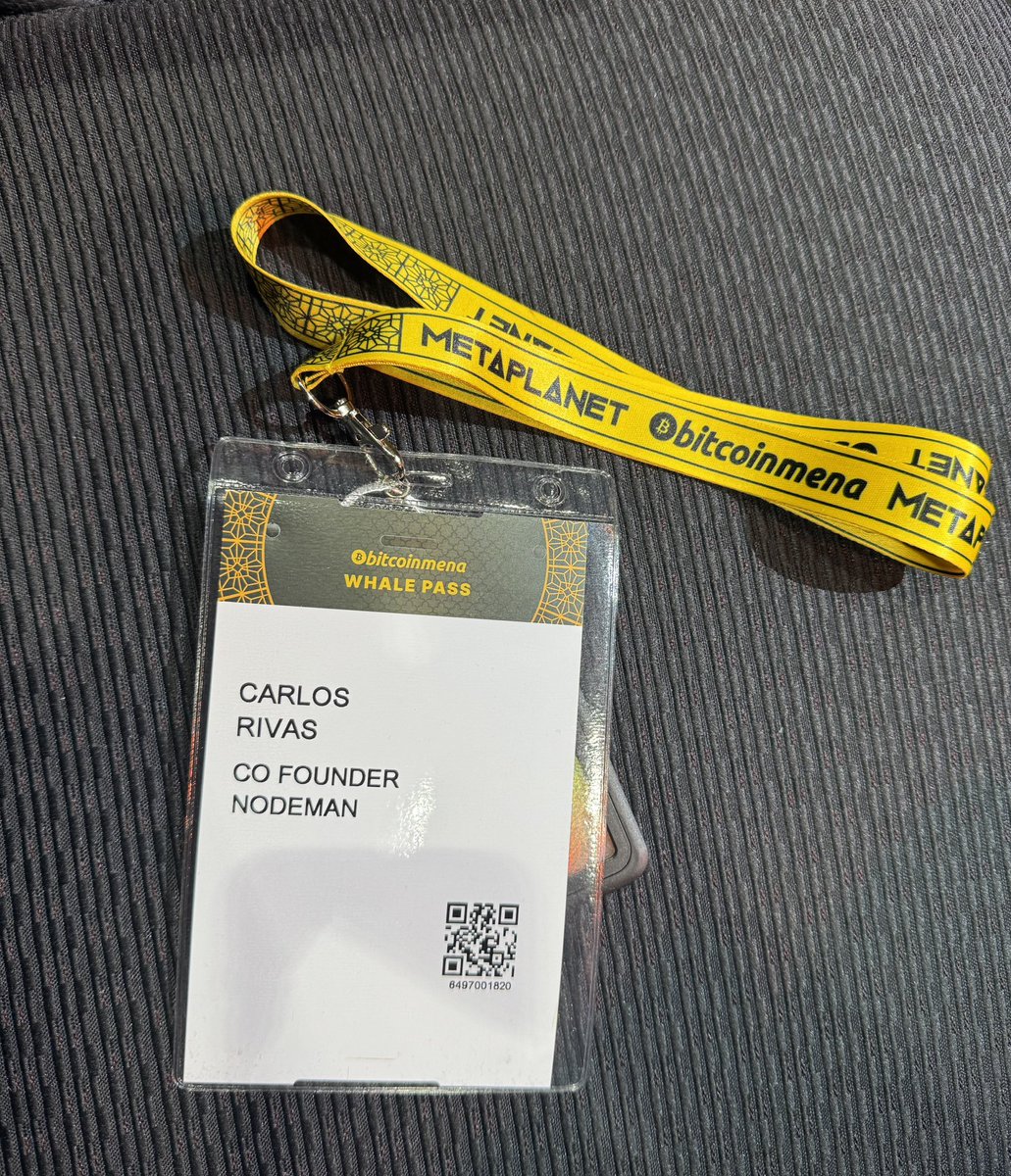 nodemanbtc's tweet image. Thrilled to kick off day 1 of @bitcoinmenaconf, presented by @okx!

Can’t wait to connect, learn, and share insights with so many brilliant minds. 🤓 #bitcoin #bitcoinMENA #Nodeman