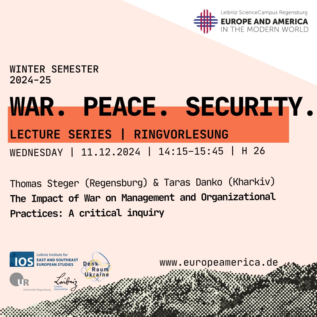 What are the impacts of the Full-Scale 🇷🇺 invasion of  🇺🇦 on management and organisational practices?
🔎Join us for an insightful lecture featuring the Member of our Management Board Prof. Dr. Andreas Steger and Prof. Dr. Taras Danko from @ <a href="/ntu_xpi/">НТУ ''ХПИ''</a>!
🔗tinyurl.com/324jwhpa