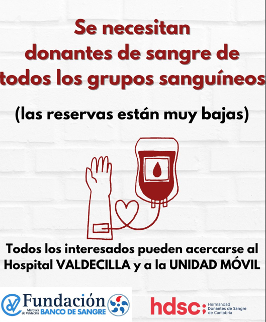 BSCANTABRIA's tweet image. 🩸Atención #donantesdesangre👉necesitamos tu #colaboración porque tenemos las #reservas de TODOS los grupos sanguíneos MUY BAJAS

Te esperamos en la unidad móvil o en el PABELLÓN 13 del @HUnivValdecilla 

♥️Muchas gracias

#donasangre #donavida #reservassanguíneasbajas