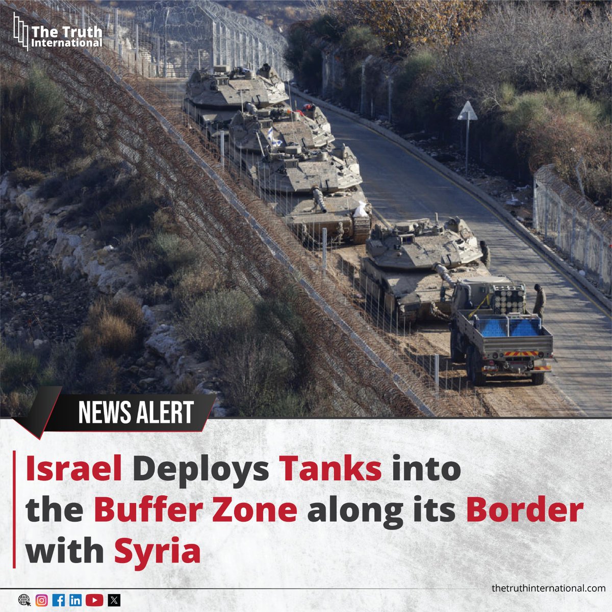 ttimagazine's tweet image. Israel deploys tanks into the buffer zone along its border with Syria

For Detail
thetruthinternational.com/international/…

#israel #deploys #tanks #buffer #zone #border #syria #tti