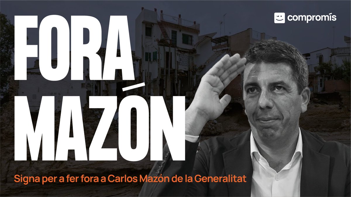 compromis's tweet image. Tu també vols fer fora a Carlos Mazón de la presidència de la Generalitat Valenciana?

Signa ací:
👉 actionnetwork.org/forms/mazon-di…