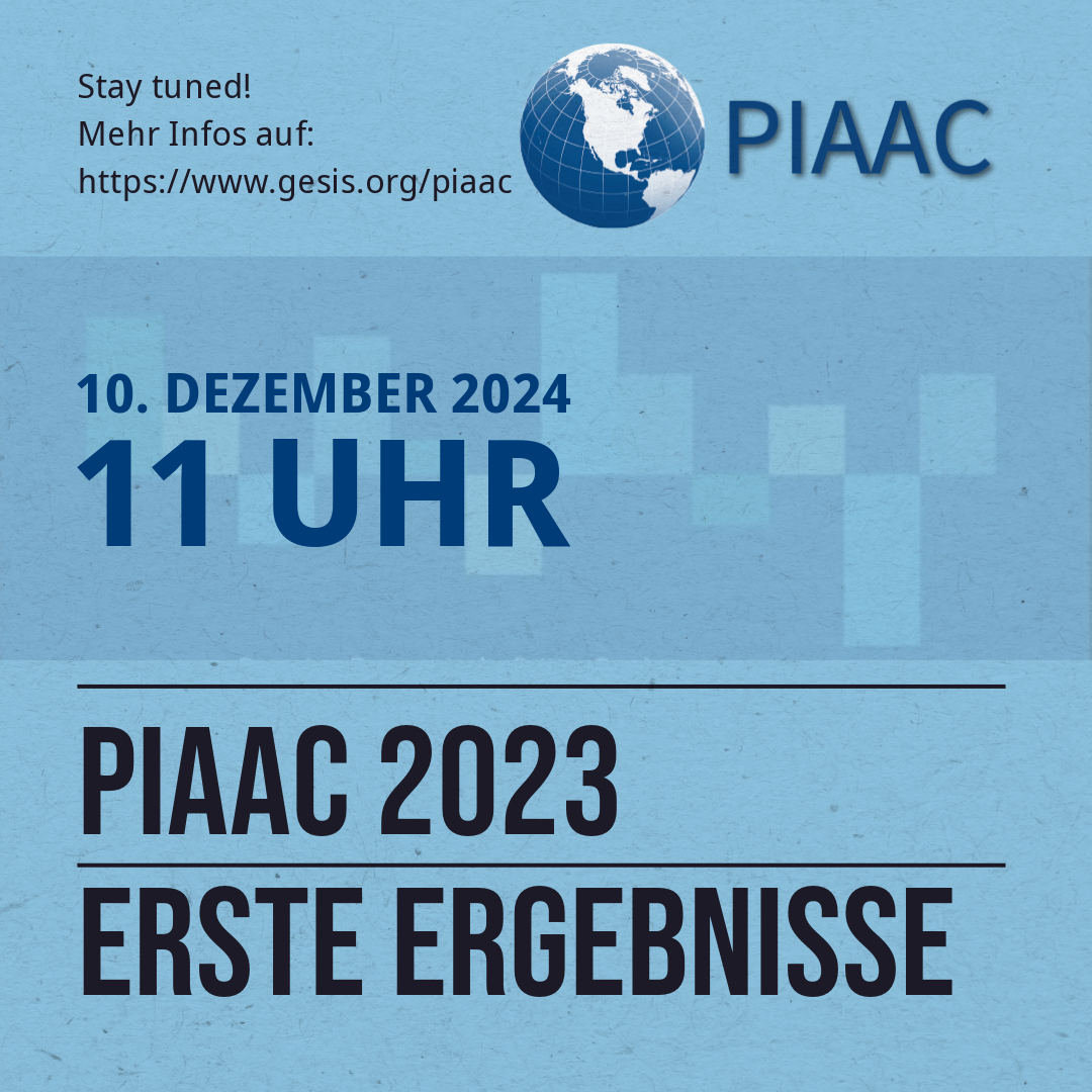 gesis_org's tweet photo. #PIAAC2023 #Ergbnisse #AdultCompetencies
Wie hängen grundlegende Kompetenzen mit der Teilhabe am #Arbeitsmarkt sowie mit dem individuellen #Erwerbseinkommen zusammen?
Am 10.12.2024 werden erste Ergebnisse der #Studie veröffentlicht:
https://t.co/JZSzLEf1bm https://t.co/BF0cJnI6ok