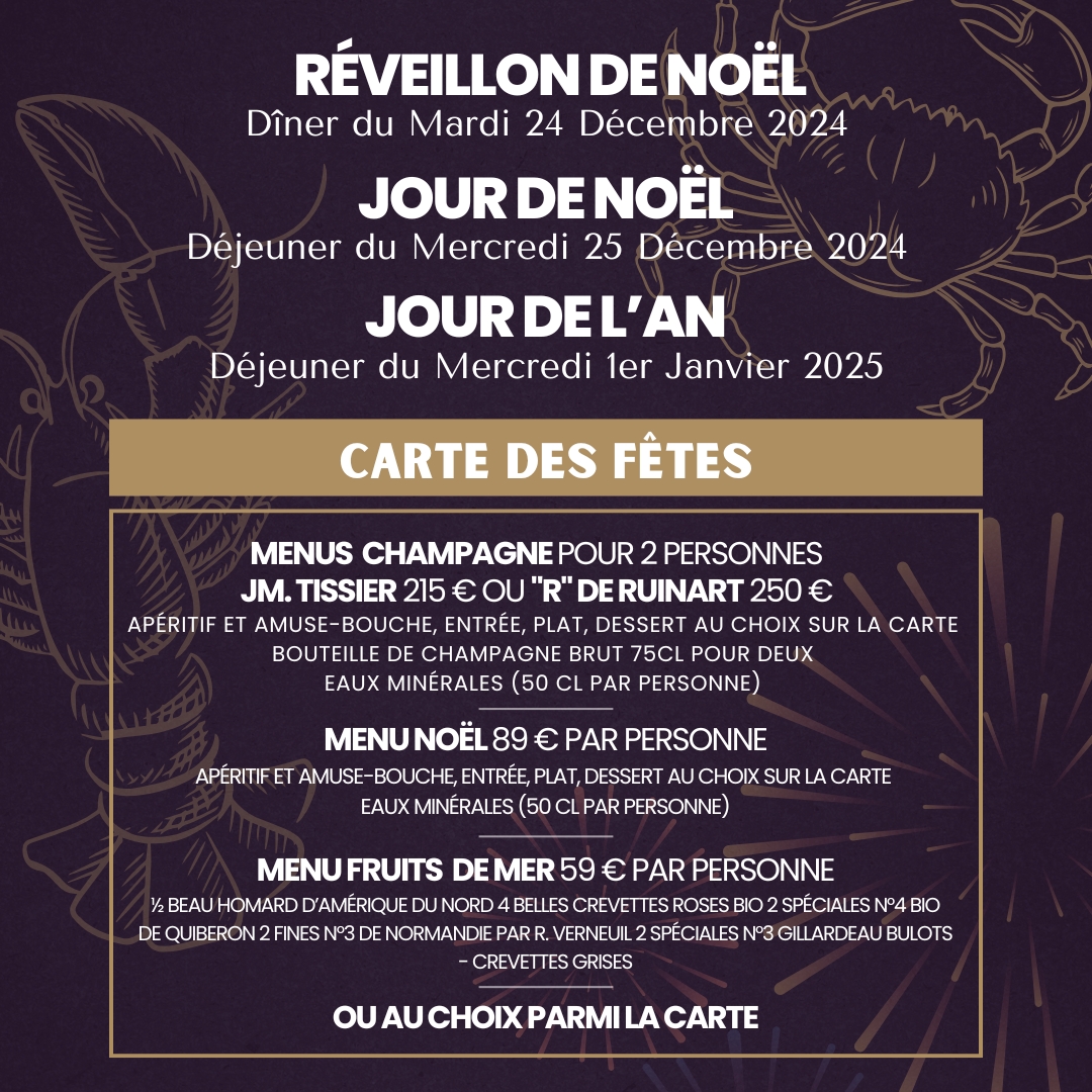 LES #FÊTES DE FIN D’ANNÉE AVEC #VinEtMarée✨🎄
Plongez dans une croisière festive pour célébrer #Noël et le #NouvelAn ! Découvrez nos menus spécialement conçus pour sublimer ces moments précieux de fin d’année !
🎉 Réservez pour un festin de fêtes : vinetmaree.com/reservation/