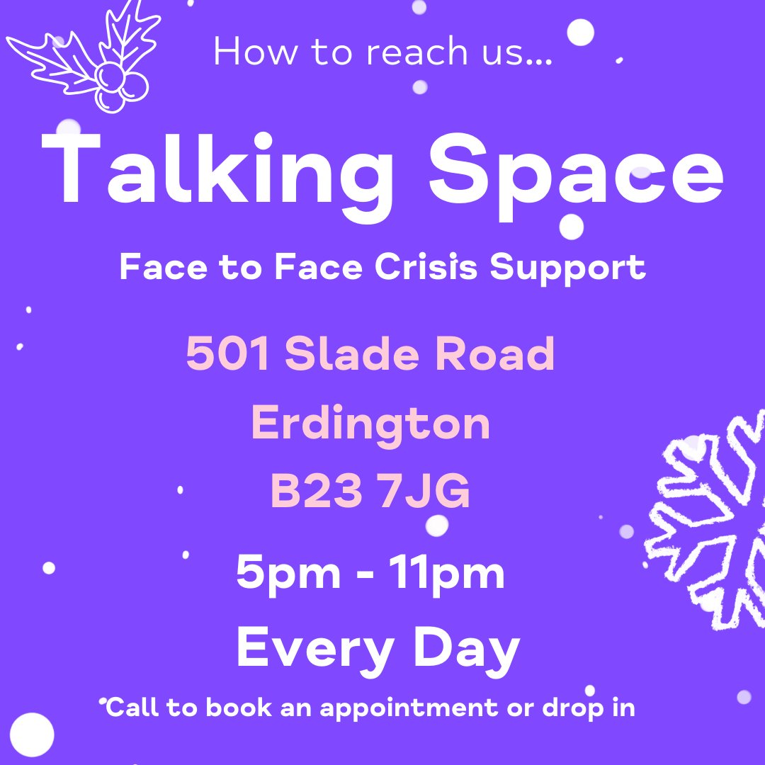 We know the festive season can be a difficult time, so we are pleased to announce that our Helpline &amp; Crisis services will remain open throughout Christmas &amp; New Year

📲 Our Helpline will be open between 9am - 11pm, 7 days a week, taking calls throughout ALL of Dec &amp; Jan