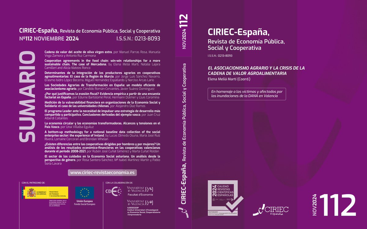 CIRIEC SP Journal (@ciriecspjournal) on Twitter photo Nuevo núm. de 'CIRIEC-España, Revista de Economía Pública, Social y Cooperativa'
<a href="/ciriecSPjournal/">CIRIEC SP Journal</a> 1⃣1⃣2⃣
Monográfico sobre Asociacionismo agrario y la crisis de la cadena de valor agroalimentaria
Coord. <a href="/elena_melia/">Elena Melia</a>
ciriec-revistaeconomia.es/es/revista/?nu…
#Coops #EconomíaSocial #CadenadeValor Nuevo núm. de 'CIRIEC-España, Revista de Economía Pública, Social y Cooperativa'
<a href="/ciriecSPjournal/">CIRIEC SP Journal</a> 1⃣1⃣2⃣
Monográfico sobre Asociacionismo agrario y la crisis de la cadena de valor agroalimentaria
Coord. <a href="/elena_melia/">Elena Melia</a>
ciriec-revistaeconomia.es/es/revista/?nu…
#Coops #EconomíaSocial #CadenadeValor