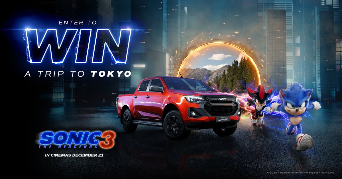 WIN A TRIP TO TOKYO FOR 4 PEOPLE 🏯🇯🇵🐉*

We’re stoked about this one, guys! Here’s what you’ll get:
🔵 Flights to Tokyo from your capital city
🔵 A private Sonic-themed tour of Tokyo, including the world-famous gaming district &amp; Tokyo Joypolis
🔵 A ride on the Thunder Dolphin
