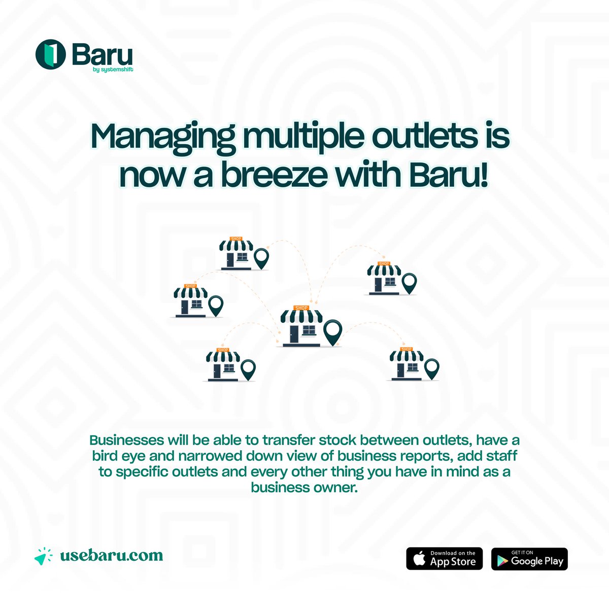 Baru_business's tweet photo. Manage multiple outlets effortlessly with Baru's latest update! ๐ Streamline operations, save time, and take control like never before. Upgrade your business game today! ๐ #BaruUpdate #BusinessMadeEasy https://t.co/F3feNaC081