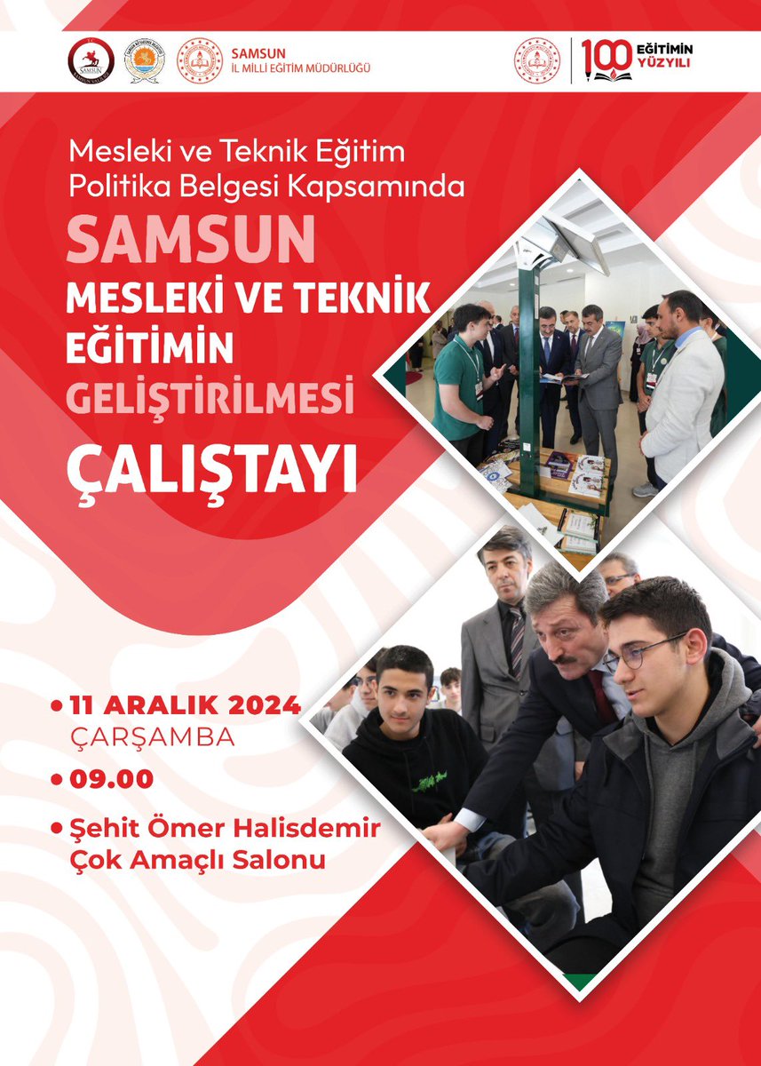 samsunmem's tweet photo. ✨ Samsun Mesleki ve Teknik Egitimin Geliştirilmesi

Mesleki ve Teknik Eğitim Politika Belgesi kapsamında Samsun Mesleki ve
Teknik Egitimin Geliştirilmesi Çalıştayı düzenleniyor.

🗓️ 11 Aralık Çarşamba
⏰ 09.00
📍Şehit Ömer Halisdemir Çok Amaçlı Salonu https://t.co/WXuLv5vMHk