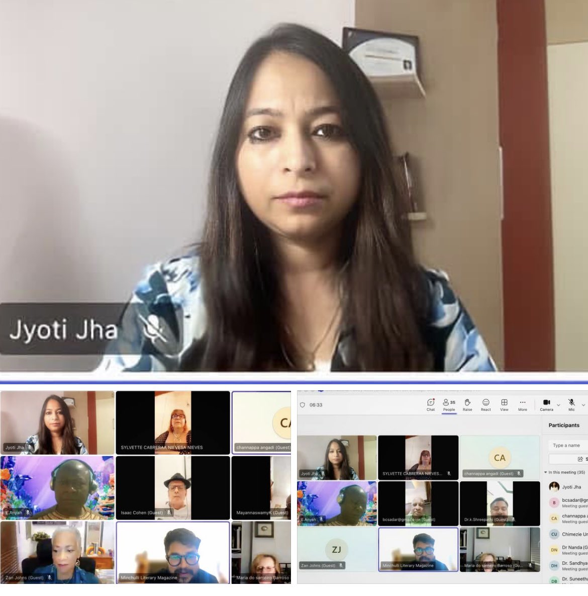 Imjyoti5's tweet photo. Absolutely amazing experience participating in, interacting with, and listening to wonderful poets from across ten countries! 
‘Poetry evokes imaginative creative awareness’
#MinchulliLiteraryMagazine
#InternationalPoetryConference
#PoetryMeet #Online 
#ThePoetsVillage https://t.co/9rnzGYmOIb