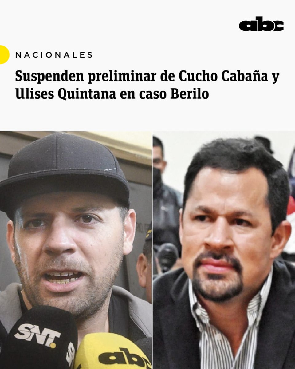 ABCDigital's tweet photo. #AHORA #Berilo | Se vuelve a suspender la audiencia preliminar para Cucho Cabaña y el exdiputado Ulises Quintana.
🔸El juez Miguel Palacios fue recusado por la coacusada Yisela Ramírez.
AMPLIAMOS: https://t.co/X6PS3moeam https://t.co/hpDAvUsYXf