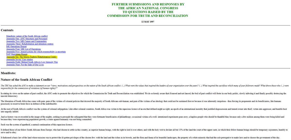 HughShoNuff's tweet photo. @Bronx_wrangler @Sinawo_Thambo Well, again you are ill-informed. ANC made multiple submissions to the TRC, as well as setting up it's own internal inquiry already in 1984, the Stuart Commission, where many of these atrocities were investigated. Stop spreading misinformation, everyone can easily look it up. https://t.co/7DT33AvNvS