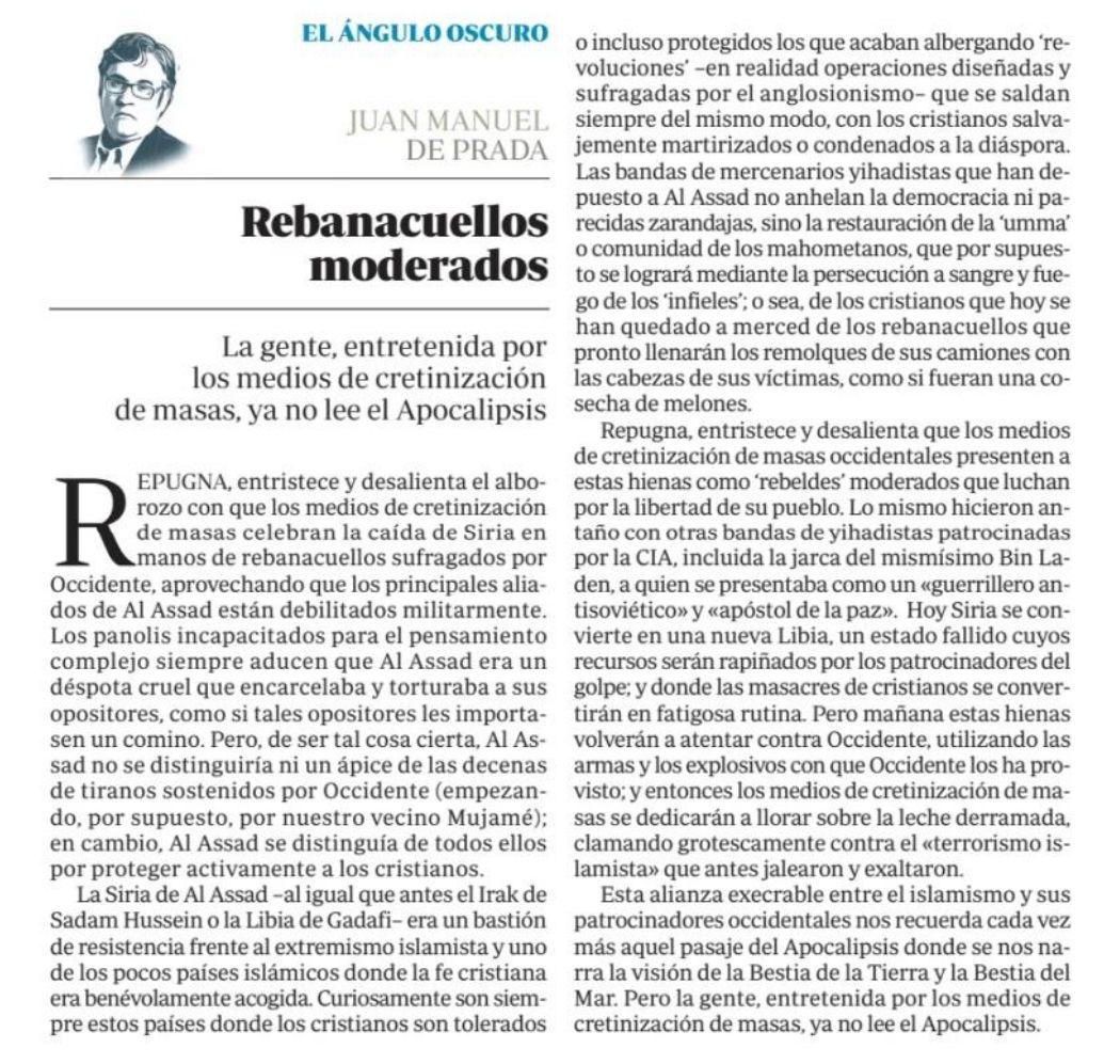 Agencia_FARO's tweet photo. Juan Manuel de Prada: «Curiosamente son siempre estos países donde los cristianos son tolerados o incluso protegidos los que acaban albergando 'revoluciones' –operaciones diseñadas y sufragadas por el anglosionismo– que se saldan siempre del mismo modo»
https://t.co/XDOIPGs9Em https://t.co/Mkah9gv4lt