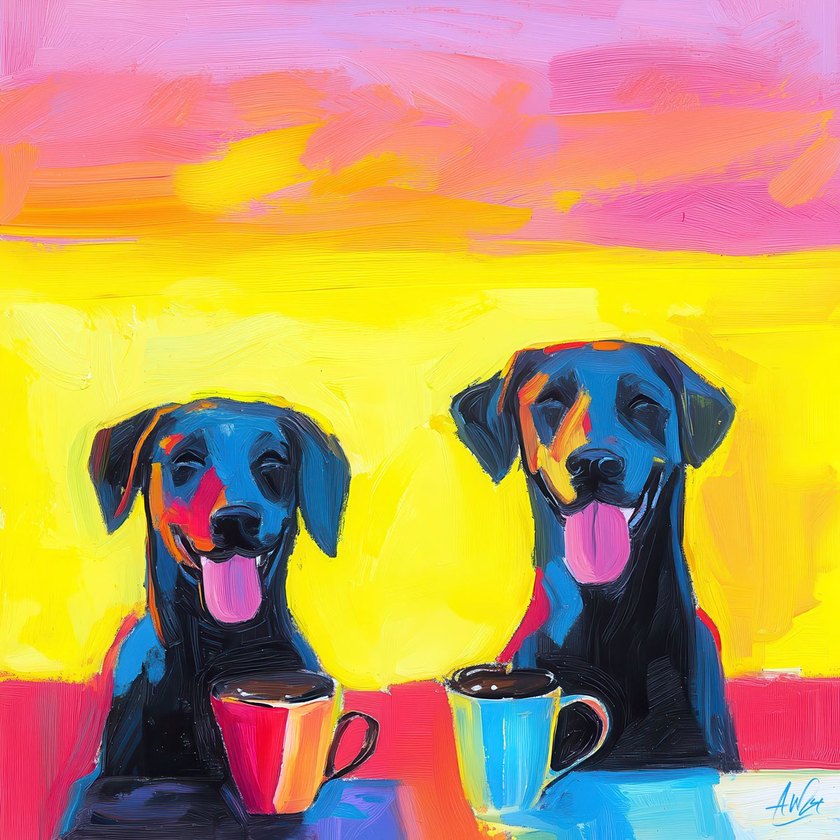 beachtv's tweet photo. Monday morning, pre-dawn—the world’s still asleep, even the dogs are snoring. But the coffee? Hot, strong, and ready to fuel the madness. Let’s crank up the engine and kickstart this party before reality catches up.
12.09.2024
☀️🐾☕ #CoffeeWithWalterAndWaylon #LabZillas #CoffeeWithDogs #LabLife #AiArt