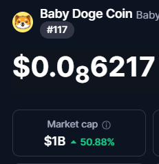 CryptoFeed_'s tweet photo. #BabyDoge is now a BILLION DOLLAR market cap memecoin! https://t.co/t0cdYYnqnK