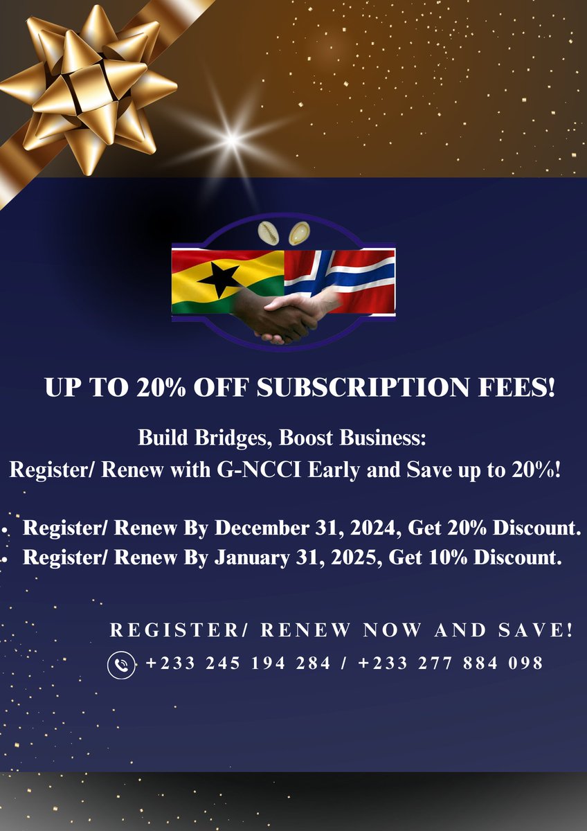 Take advantage of our Early Bird Discounts on subscription fees:

20% OFF when you register or renew by December 31, 2024.
10% OFF when you register or renew by January 31, 2025.
Build Bridges, Boost Business—don’t miss this opportunity to save and grow with G-NCCI!
