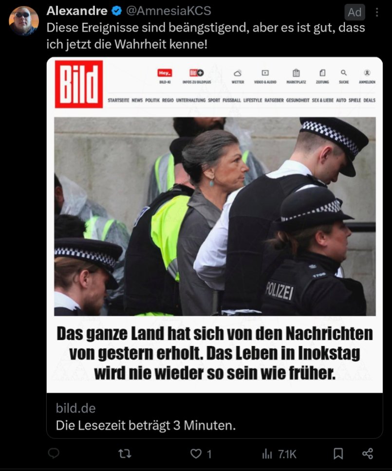 JerriKoe's tweet photo. Can anyone please tell me what the hell is wrong with Twitter? Not only do I see this ad everywhere, it's done from random accounts that seem to have no affiliation with Bild. What's this targeted bot advertising? This platform is cooked... Ugh... https://t.co/9ZfbldLTX6