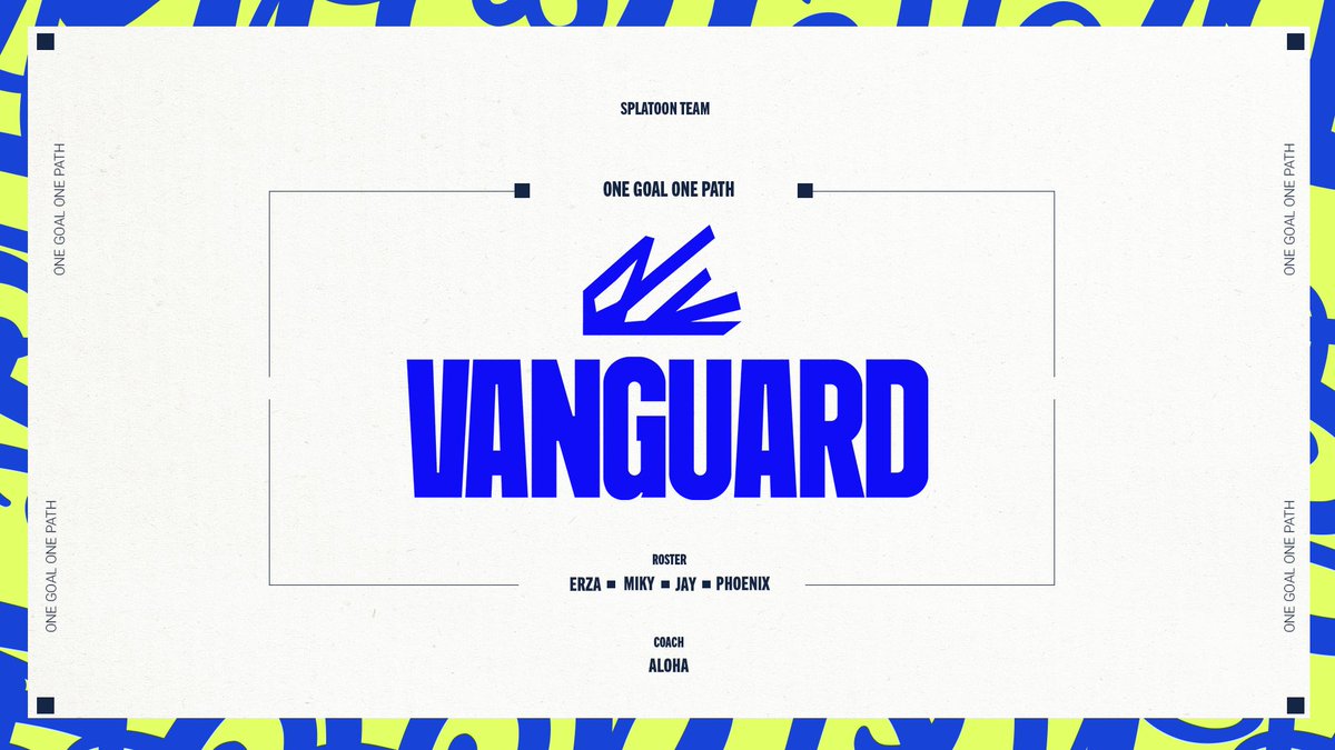 INTRODUCING VANGUARD!
A new European top Splatoon team.

Please welcome
@Scar_mh 
<a href="/miky_n26/">Miky</a>
<a href="/JaysorAwk/">Jay'</a>
<a href="/k7_phoenix/">phoenix</a>

and our coach <a href="/AlohaSpl/">AlohaSpl</a>

ONE GOAL ONE PATH
