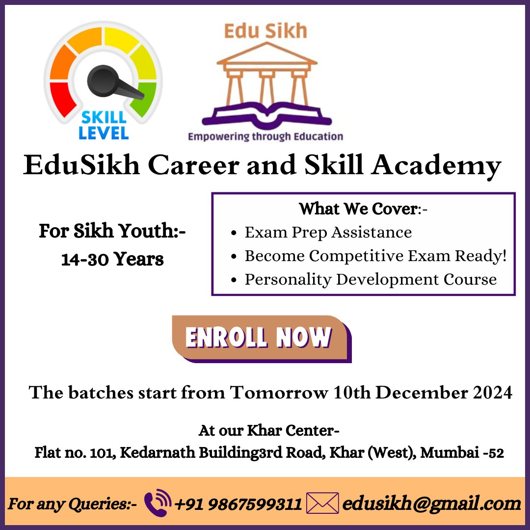 edusikh's tweet photo. #edusikh #career #skillacademy #sikh #youth #competitiveexams #growth #enrollnow #admission #admissionopen https://t.co/1CmJPbwDcW