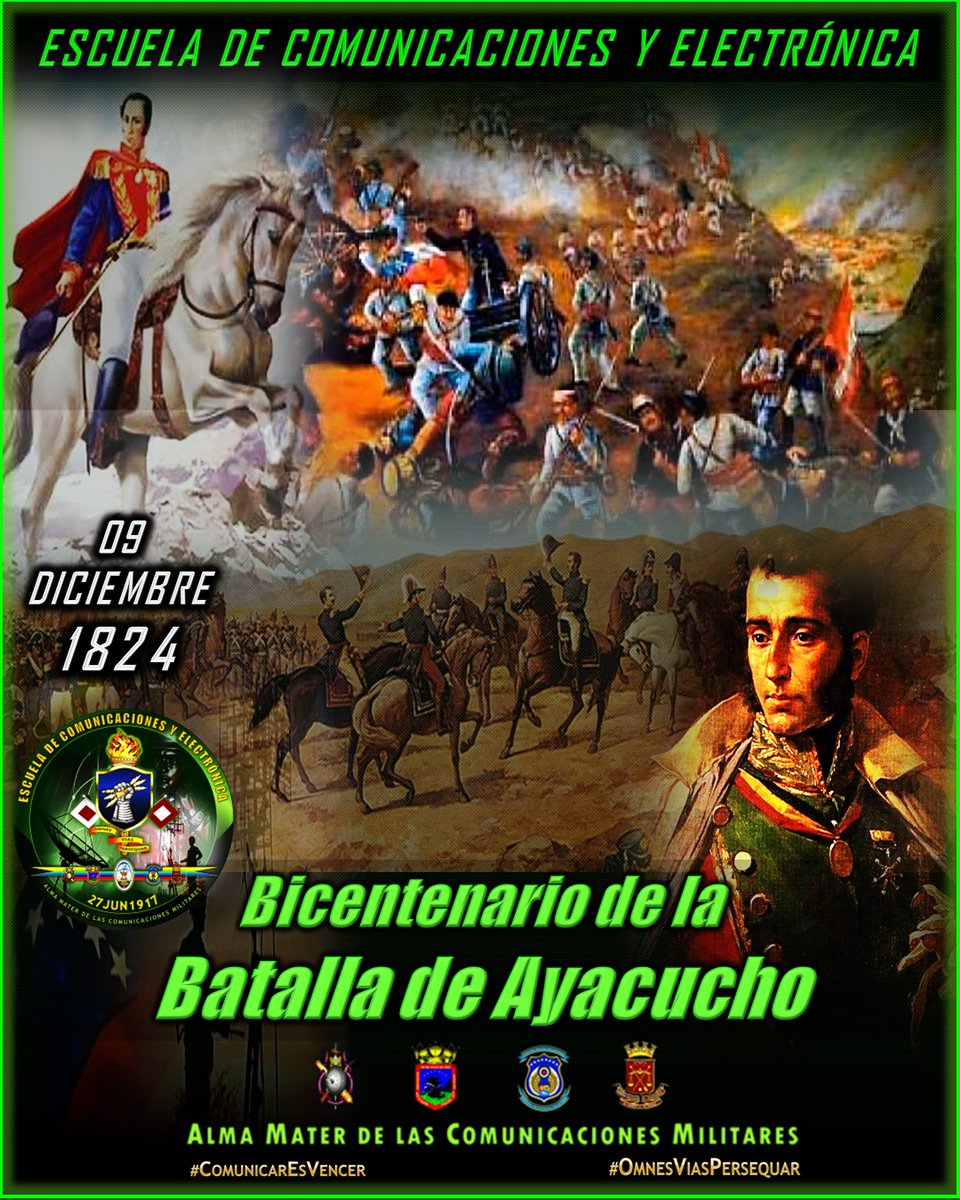 ecomel_umbv_ve's tweet image. #09dic | Se conmemora 200 años de la Batalla de Ayacucho, victoria revolucionaria sobre los realistas que liberó a Perú y aseguró la independencia de las nacientes repúblicas sudamericanas de España

¡Seguimos en Victoria!

#OmnesViasPersequar