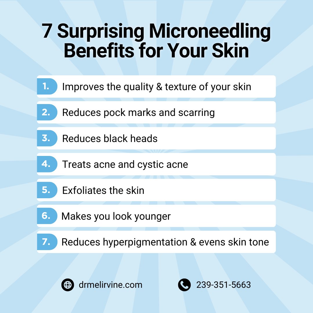 drmelirvine's tweet photo. Did you know that microneedling can help you achieve smoother, clearer, and more youthful skin?

Here’s why it’s a game-changer:

💧 Improves skin texture
✨ Reduces scarring & pock marks
🖤 Fights blackheads & acne
✨ Exfoliates for a fresh glow
⏳ Makes you look younger
🌈 Evens skin tone & reduces hyperpigmentation

Ready to transform your skin? Book your microneedling session today and get ready to glow!

📞239-351-5663

#drmelirvine #microneedling #skincarejourney