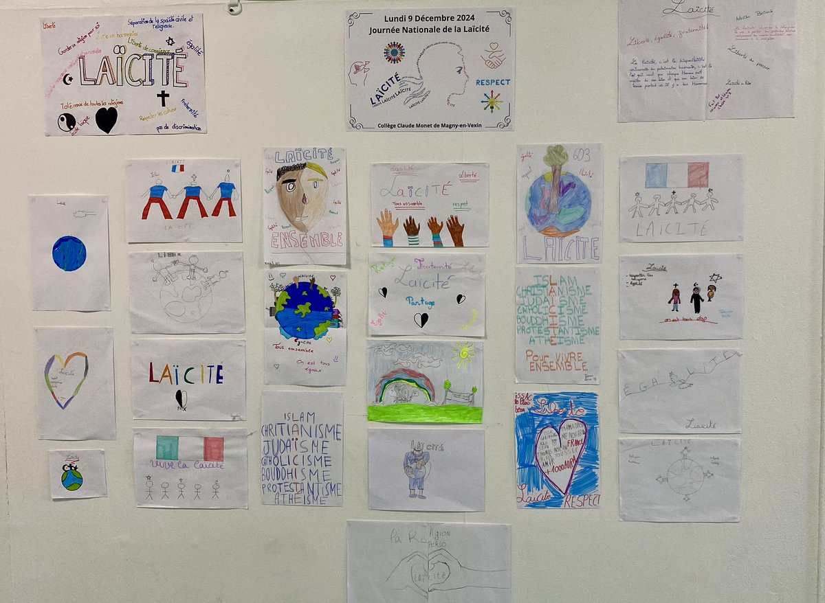 09/12/24 : Journée Nationale de la laïcité

👏 aux élèves du collège Claude Monet de Magny-en-Vexin pour leurs productions, réalisées pour la plupart pendant les temps de permanence. ✍️🎨👍

#Laïcité #VieScolaire