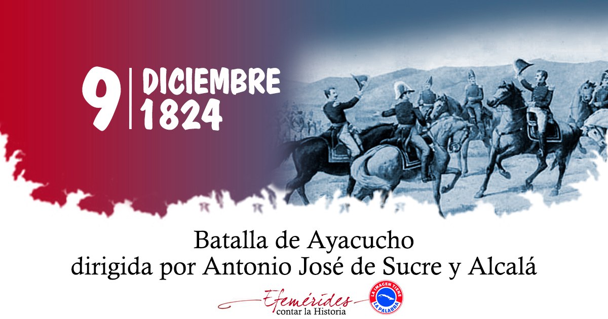 YunielkysR's tweet image. 9 de diciembre de 1824 Batalla de Ayacucho, dirigida por Antonio José de Sucre y Alcalá.
#TenemosMemoria 
#LatirAvileño 
#1ro 
@JHGcasanova 
@ivanc73 
@trocha2022 
@DaymiZamora 
@LisbanIsmael 
@yelinaoca891144 
@LazaroMonz25358 
@Anika1440302 
@Alexis_Cer75.