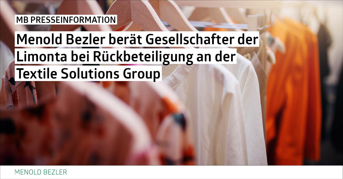 MenoldBezler's tweet photo. Im Zuge des Verkaufs der Limonta Informatica s.r.l. an die Textile Solutions Group GmbH (TSG) hat Menold Bezler die Gesellschafter der Limonta bei ihrer Rückbeteiligung an der TSG beraten. Mehr erfahren: https://t.co/mPGUhkUiou

#transaktionsberatung https://t.co/AqLArZDYjG