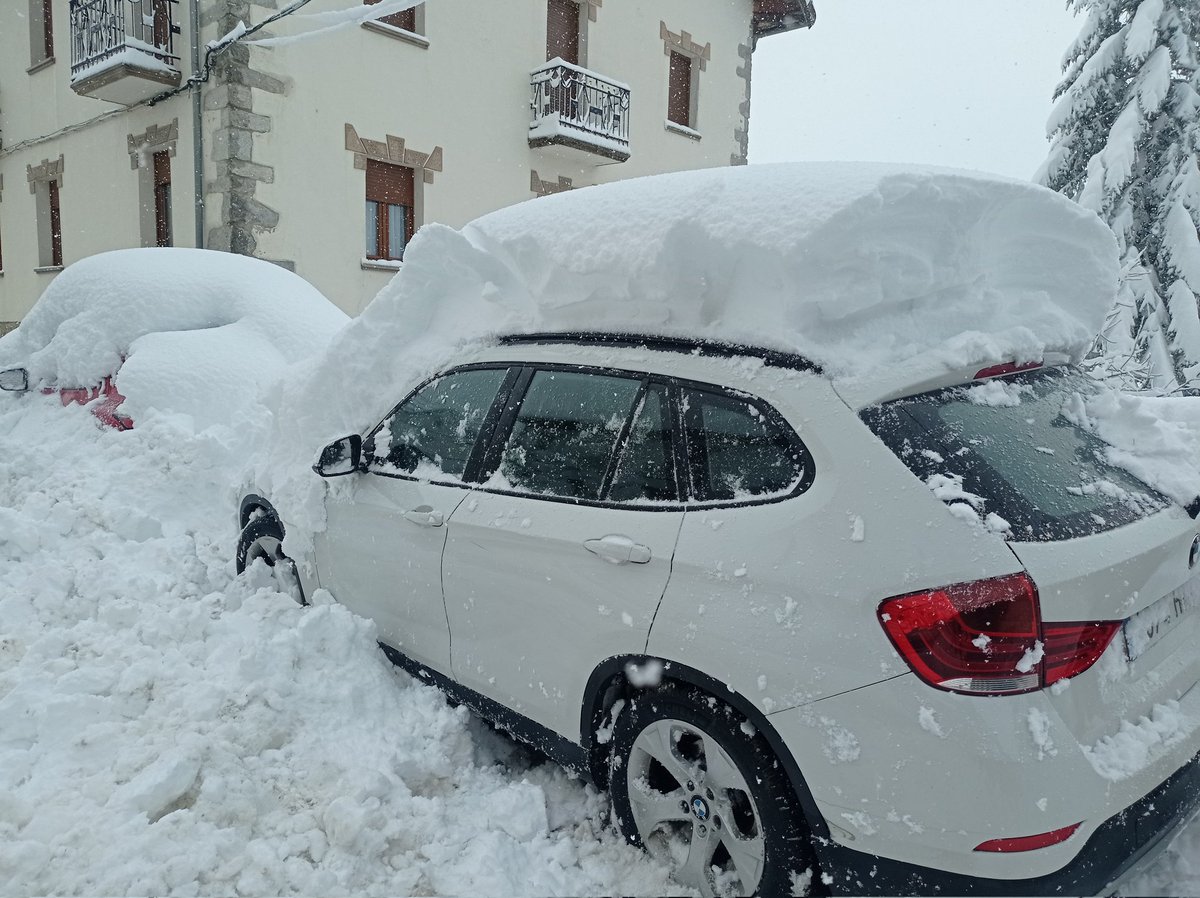 AMunarrizE's tweet photo. Me parece que la nevada se acerca a los 60cm, aunque está desigual por el viento. Estamos sin luz @iberdrola  y había un pino caído en la carretera, muy entretenida la vida en el #Pirineo https://t.co/wJIWUxwACl