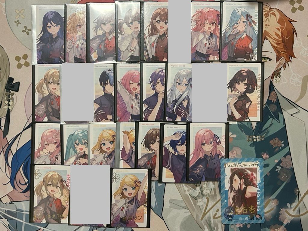 Ana72772929's tweet photo. 【交換】プロセカ エピカ 特典

譲）一歌、咲希、志歩、穂波、みのり、愛莉、雫、こはね、冬弥、司、類、えむ、奏、まふゆ、絵名、瑞希、ミク、ルカ、MEIKO、KAITO、リン、レン

求）同異種　杏　（画像4参照）

箔↔︎箔or箔↔︎N4点までと交換可能
※全て1点のみ求
💖優先で探してます！ https://t.co/TbjHrxvPqX