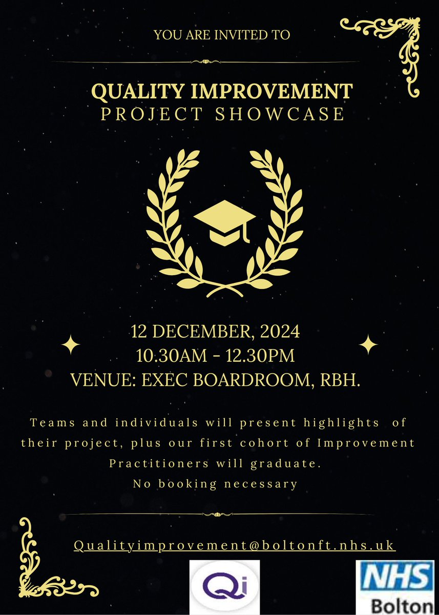 Quality Improvement Bolton NHS FT (@qi_bolton) on Twitter photo Join us for a Quality Improvement project showcase event taking place this Thursday 12th December from 10:30 – 12:30 in the Boardroom <a href="/boltonnhsft/">Bolton NHS Foundation Trust</a> Join us for a Quality Improvement project showcase event taking place this Thursday 12th December from 10:30 – 12:30 in the Boardroom <a href="/boltonnhsft/">Bolton NHS Foundation Trust</a>