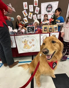 MsLewislearners's tweet photo. Reflecting on Saturday's @StJamesPCouncil Christmas Market with appreciation. So grateful to Finn & Kaos with their owners Lorraine & Debra. Thank you, Mr. Mosley for your business mentoring & to all that helped us support #ottawatherapydogs #ocsbSEP @StJamesOCSB #ocsbBeCommunity https://t.co/Le0D1zeDPw