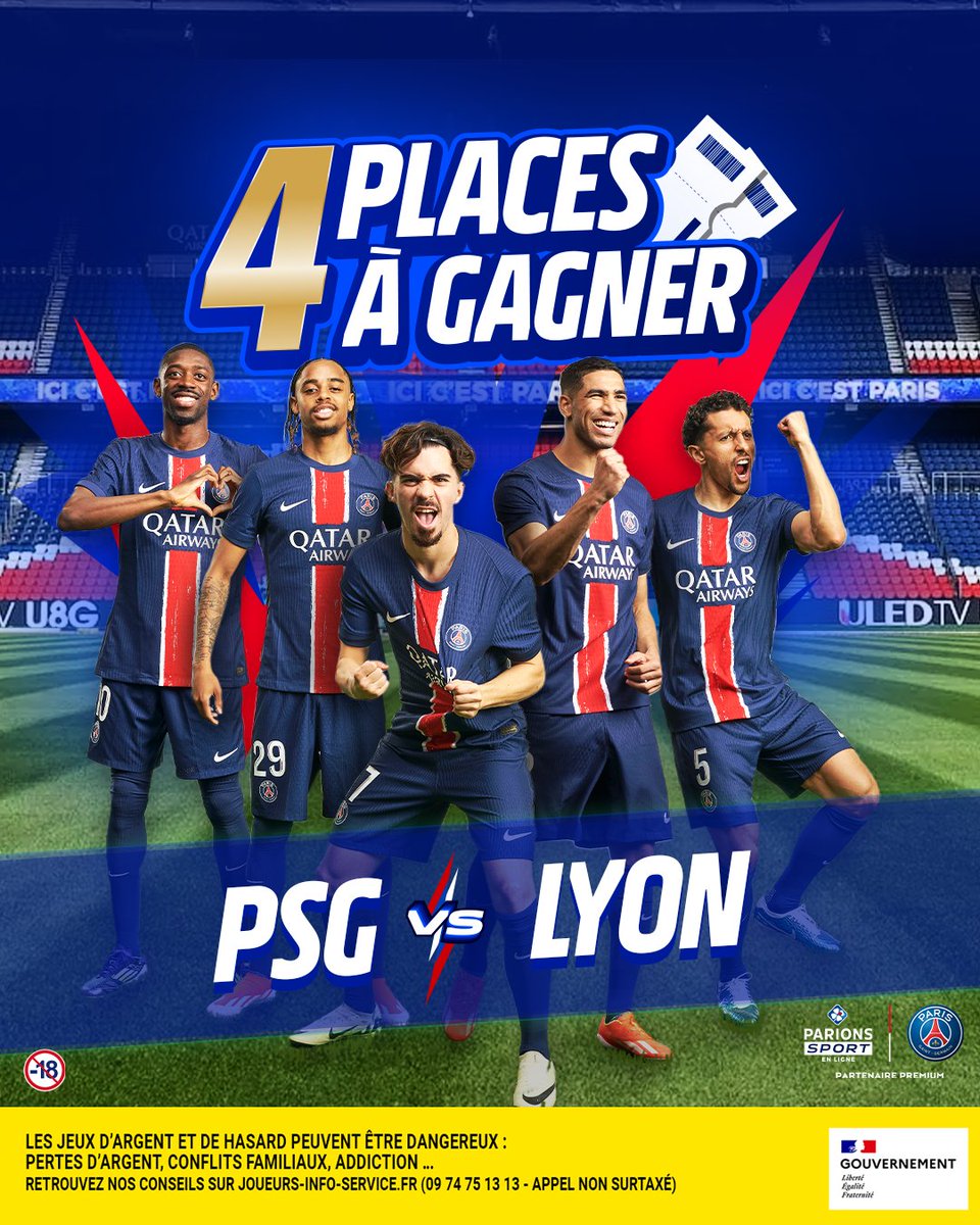 🔴🔵 Le PSG reçoit Lyon au Parc des Princes pour le choc du week-end  ! Tu veux assister au match (2x2 places 🎁) ? 

Rien de plus simple:
 👉 RT &amp; follow

TAS 12/12
Règlement: bit.ly/REG-X-2024
