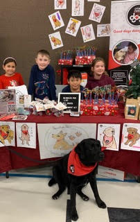 MsLewislearners's tweet photo. Reflecting on Saturday's @StJamesPCouncil Christmas Market with appreciation. So grateful to Finn & Kaos with their owners Lorraine & Debra. Thank you, Mr. Mosley for your business mentoring & to all that helped us support #ottawatherapydogs #ocsbSEP @StJamesOCSB #ocsbBeCommunity https://t.co/Le0D1zeDPw
