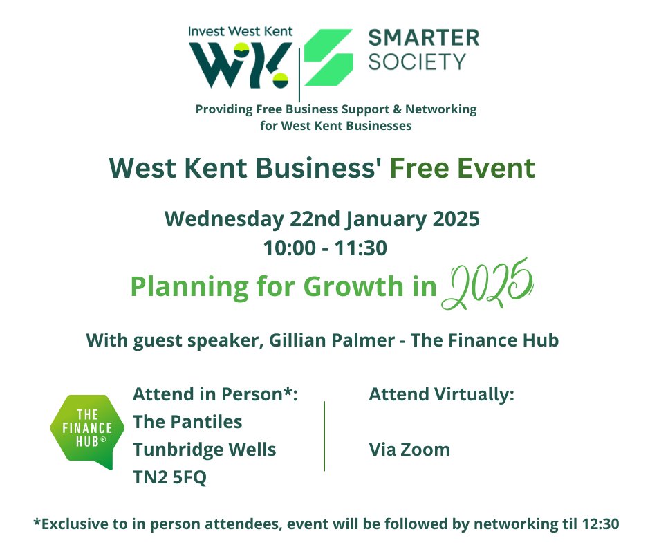 WKentBusiness's tweet photo. Our first event for 2025 is a great one!  Make sure &amp; book your place to Grow your business in 2025 - @The Finance Hub is set to provide you with invaluable financial planning tips!  To attend in person-  https://t.co/ATm7i8D1XY  OR to attend via Zoom- https://t.co/lmbJNDpJvc https://t.co/8fRdYeC8Lc