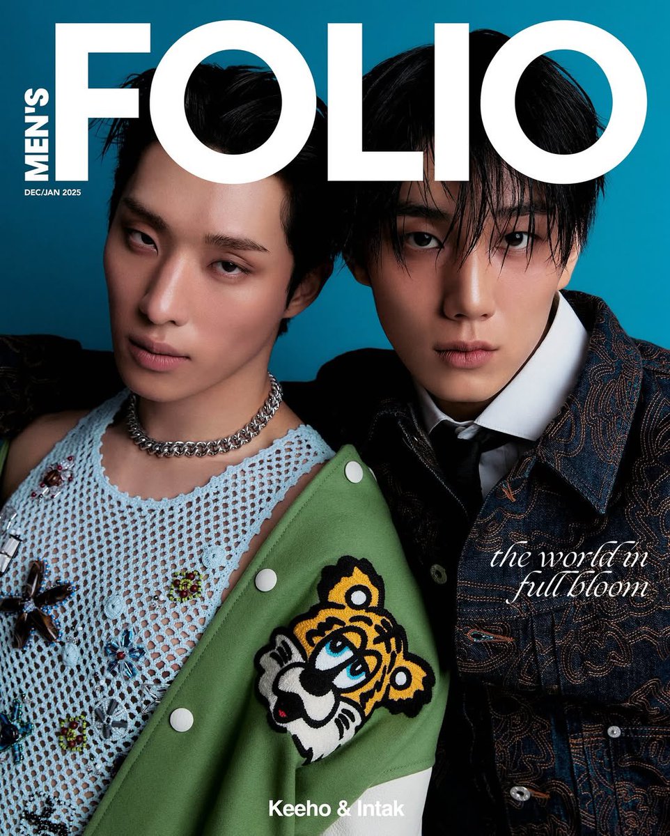 _Intak's tweet image. Under the glow of a rising tide, two stars shining; Keeho hyung and I, where elegance and boldness collide. Faces of artistry, voices of style, gracing the cover, redefining the dial. The world in full bloom, our journey begun. Men’s FOLIO Magazine captures our radiant flame.
