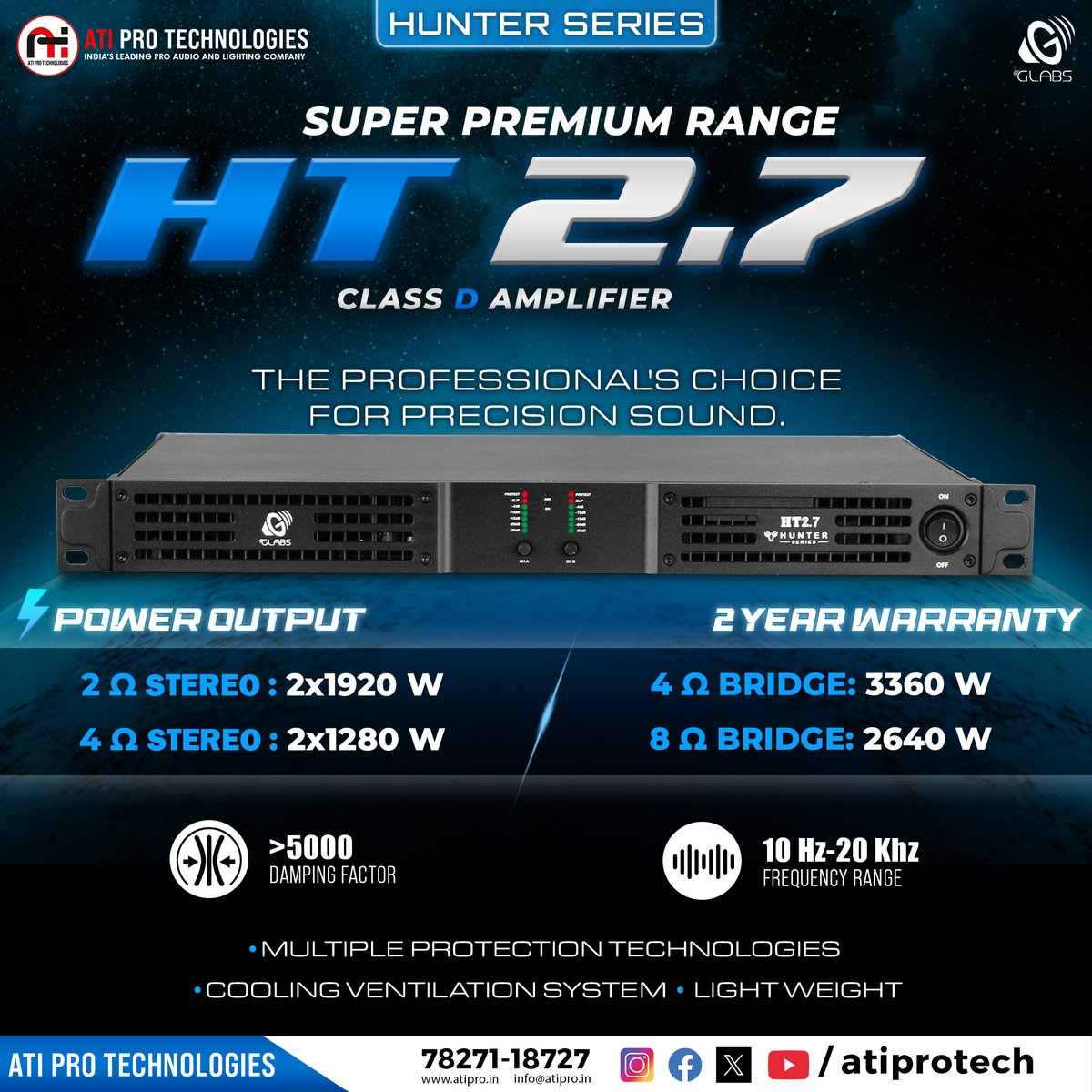 atiprotech's tweet image. GLabs HT 2.7 Class D Amplifier - The Professional's Choice For Precision Sound.

#atiprotechnologies #ht2.7 #Glabs #djamplifier #Glabsamplifier #bestdjamplifier #dj #sound