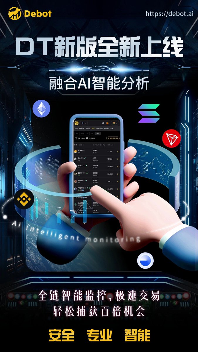 Diting188's tweet image. #DiTing 品牌升级全新产品 #Debot 正式上线,更安全,更专业,更智能的链上助手,AI智能加持,为您掘金币圈
核心亮点功能
1:多链钱包监控通知(同evm链下交易同时通知)
2:WatchList分析(显示钱包分组盈利数据和交易信息)
3:多钱包地址买入同一代币推送功能
4:推特监控功能(指定推特帐号行为通知)…