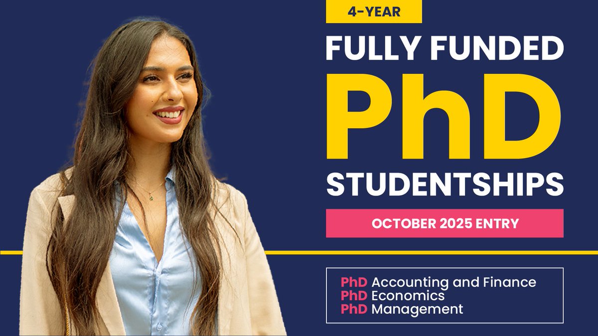Starting your #PhD in Oct 2025? Get your academic career rolling with our 4-year fully funded #PhDStudentships:
🔵£19,237 annual maintenance grant
🔵Full coverage of programme fees
🔵#HigherEducation #TeacherTraining

Deadline 6 Jan 25 👇
shorturl.at/rwfrS

#PhDFunding