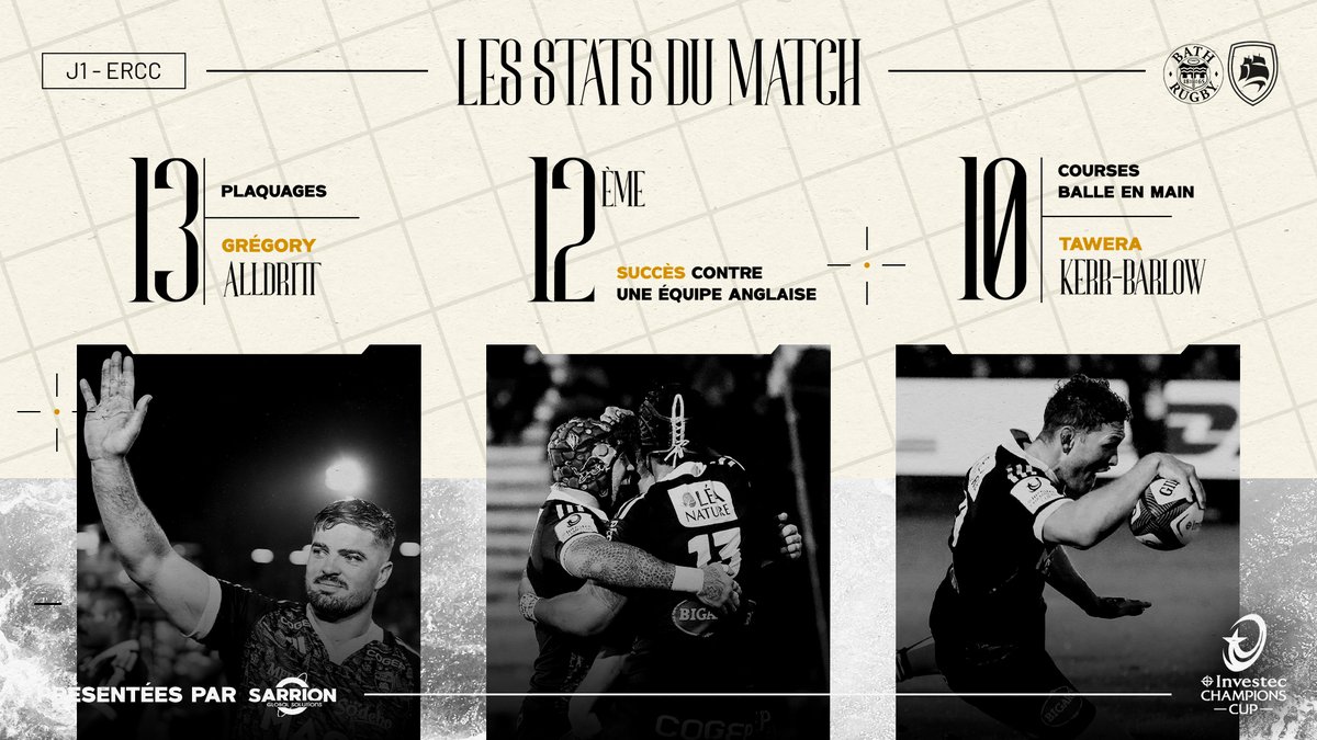 staderochelais's tweet photo. 📊 Les 𝘀𝘁𝗮𝘁𝘀 du match à Bath ! 

Avec un 12ème succès de suite contre une équipe anglaise 🫵

#BATvSR | #InvestecChampionsCup | #FievreSR https://t.co/kHSloAuxnB