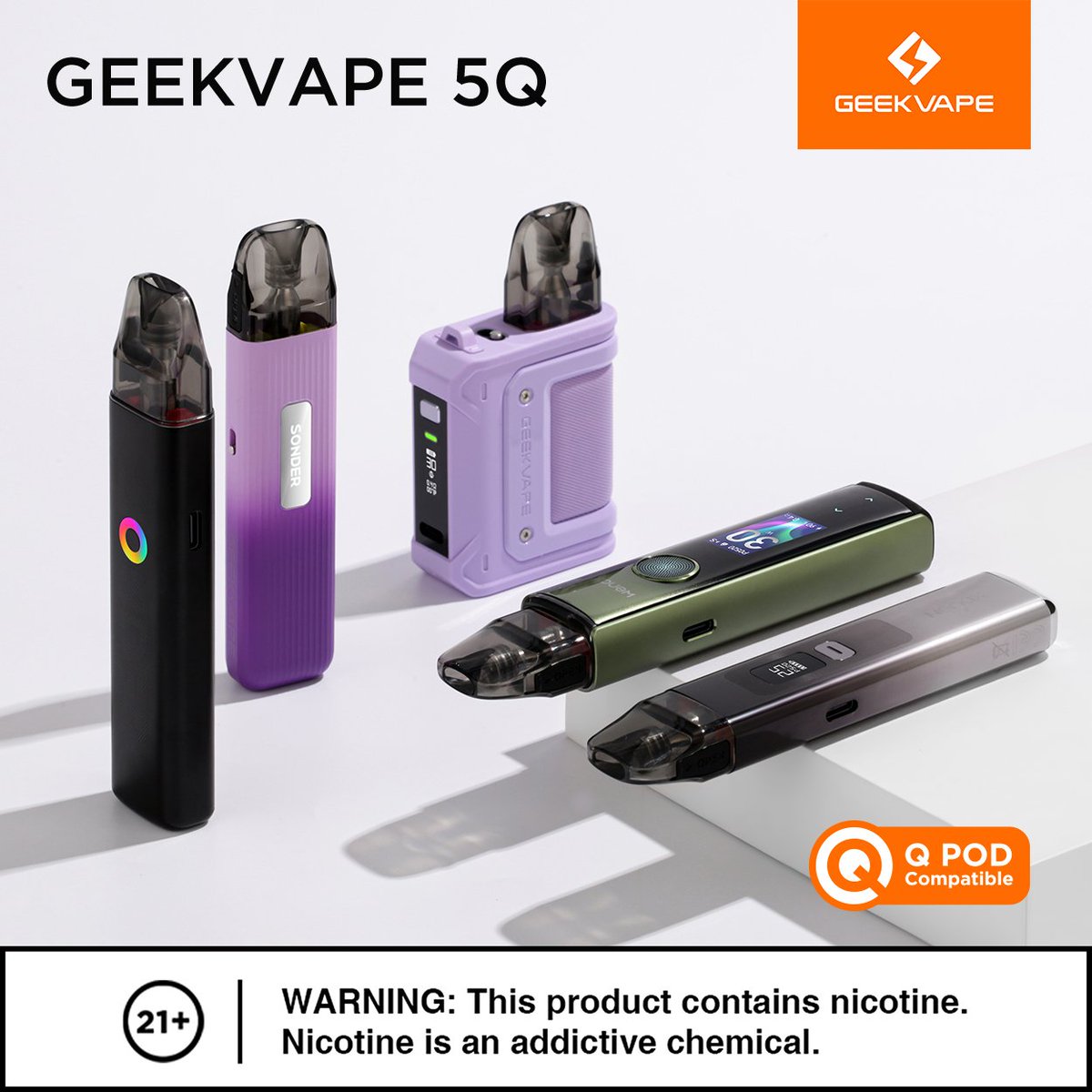 GeekvapeTech's tweet photo. Geekvape 5 Q's Sonder Q2, Sonder Q, Hero Q, Wenax Q Pro and the Wenax Q all use the same great Q Pods! ⭐✨ Which one is your style? #Geekvape #Geekvp #QPod #QSeries #FindYourStyle #heroq #Wenaxq #sonderq2 #wenaxqpro #sonderq https://t.co/B9Wg0qHlQg