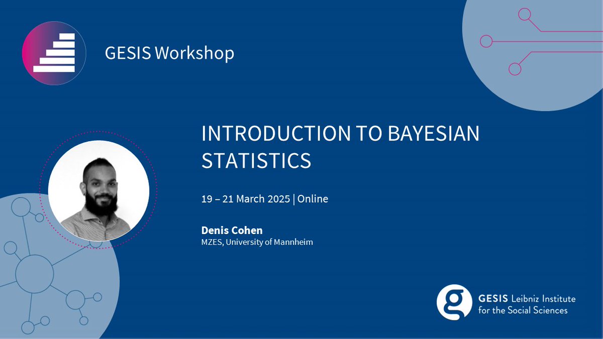 gesistraining's tweet image. Wondering what the #Bayes is all the fuss about? Our #GESISworkshop with @denis_cohen has the answers! Learn the benefits and key concepts of Bayesian statistics and how to apply Bayesian modeling with Stan in #R.

➡️ tinyurl.com/3-25-intro-bay…