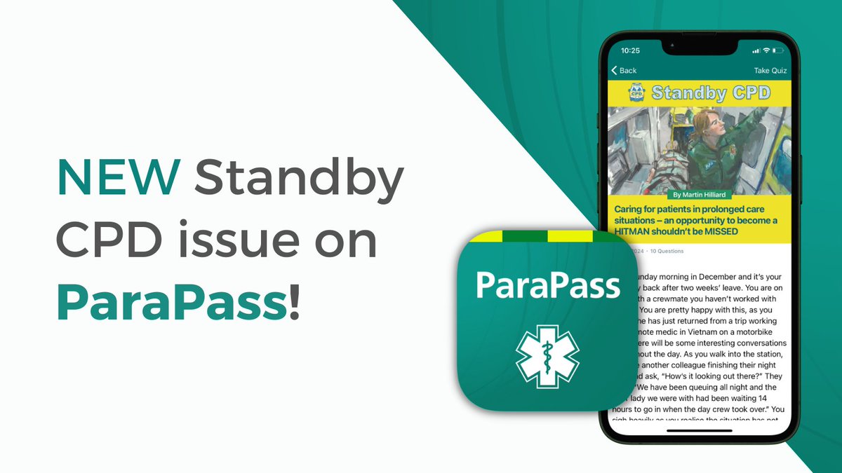 JRCALC Plus (@jrcalcplus) on Twitter photo The December issue of Standby CPD is out on #ParaPass 🚑
This month's issue is written by Martin Hilliard, <a href="/uniofglos/">University of Gloucestershire</a> Academic Course Lead for #ParamedicScience. Take the quiz, download your certificate & log your #CPD on #ParaFolio ➡️bit.ly/ParaPassApp The December issue of Standby CPD is out on #ParaPass 🚑
This month's issue is written by Martin Hilliard, <a href="/uniofglos/">University of Gloucestershire</a> Academic Course Lead for #ParamedicScience. Take the quiz, download your certificate & log your #CPD on #ParaFolio ➡️bit.ly/ParaPassApp