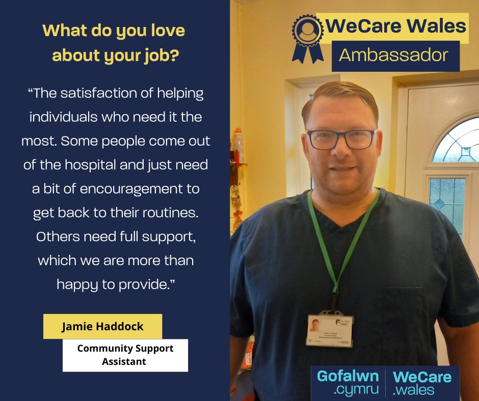 🌟Meet Jamie, a passionate community support assistant and #WeCareWales Ambassador! 🌟

Read Jamie’s blog to learn more about his journey, his role, and what he loves most about working in care: ow.ly/ix9150UnleC

#Ambassador #Inspiration