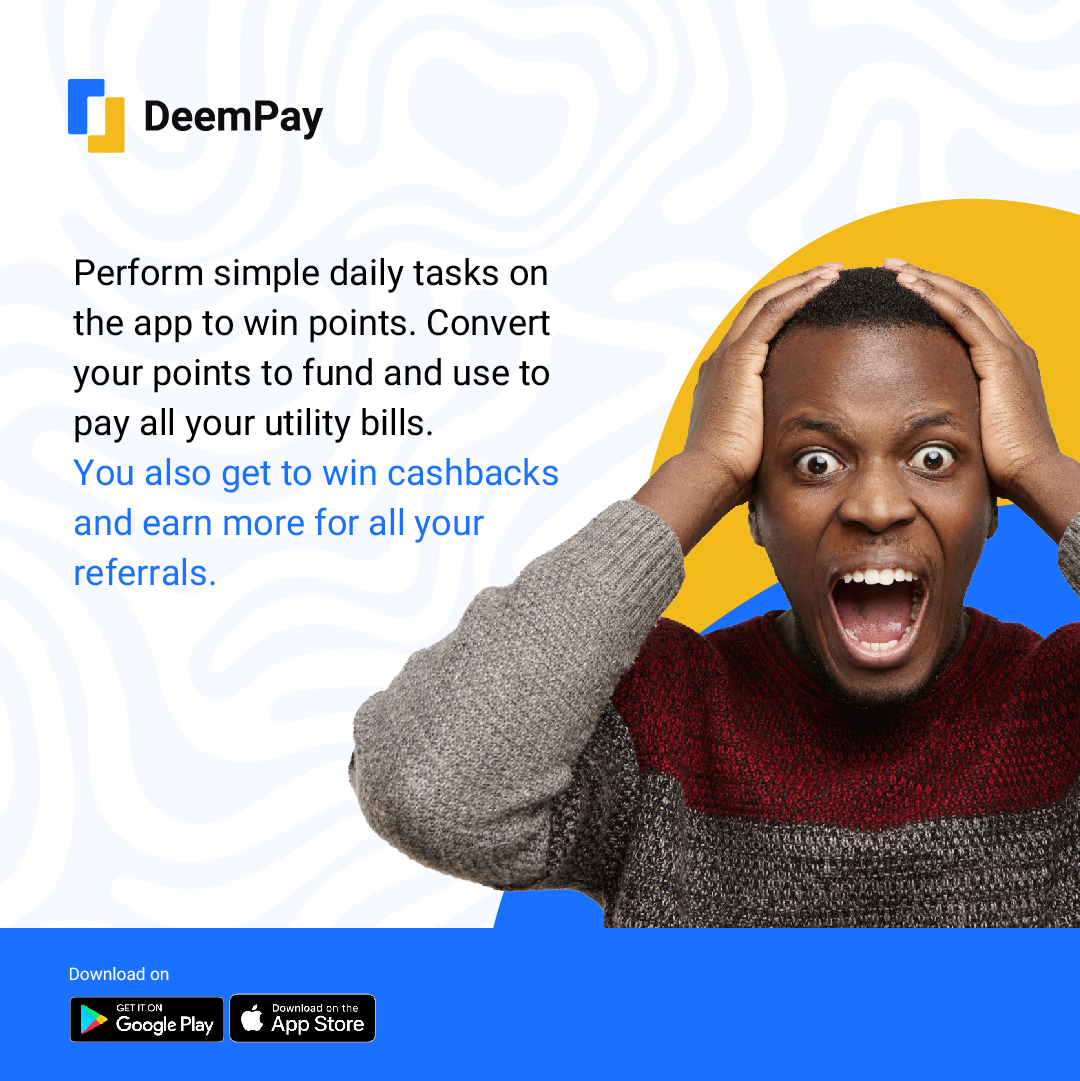 deempay's tweet photo. Enjoy the season with our amazing offers.

#DeemPay #Billspayment #DettyDecember #EarnDaily #SideHustle #FinancialFreedom #TaskRewards #Rewards #EarnDeemPay #Billspayment #DettyDecember #EarnDaily #SideHustle #FinancialFreedom #TaskRewards #Rewards #Earn https://t.co/liz0lPNKNc
