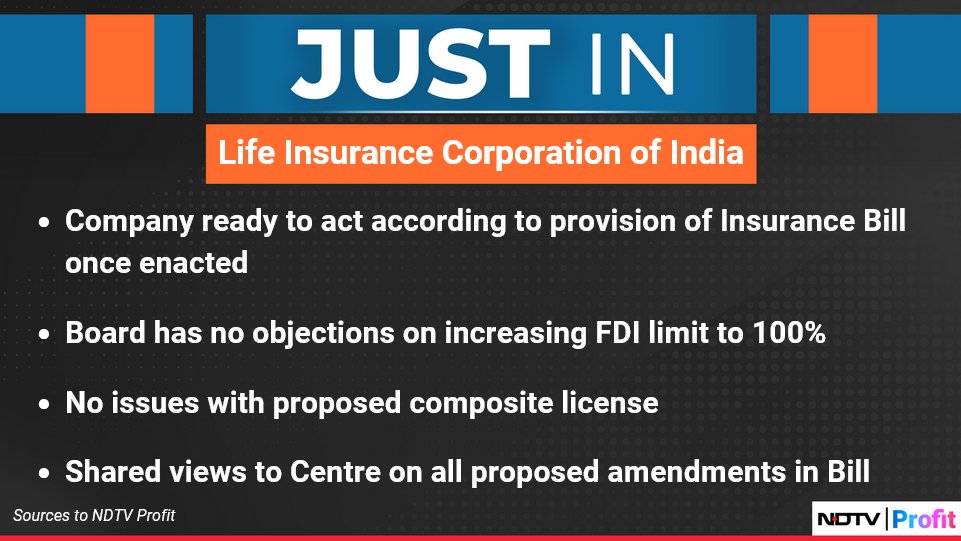 NDTVProfitIndia's tweet image. #LIC is ready to act according to provision of #InsuranceBill once enacted, sources tell #NDTVProfit. 

For the latest news and updates, visit: ndtvprofit.com