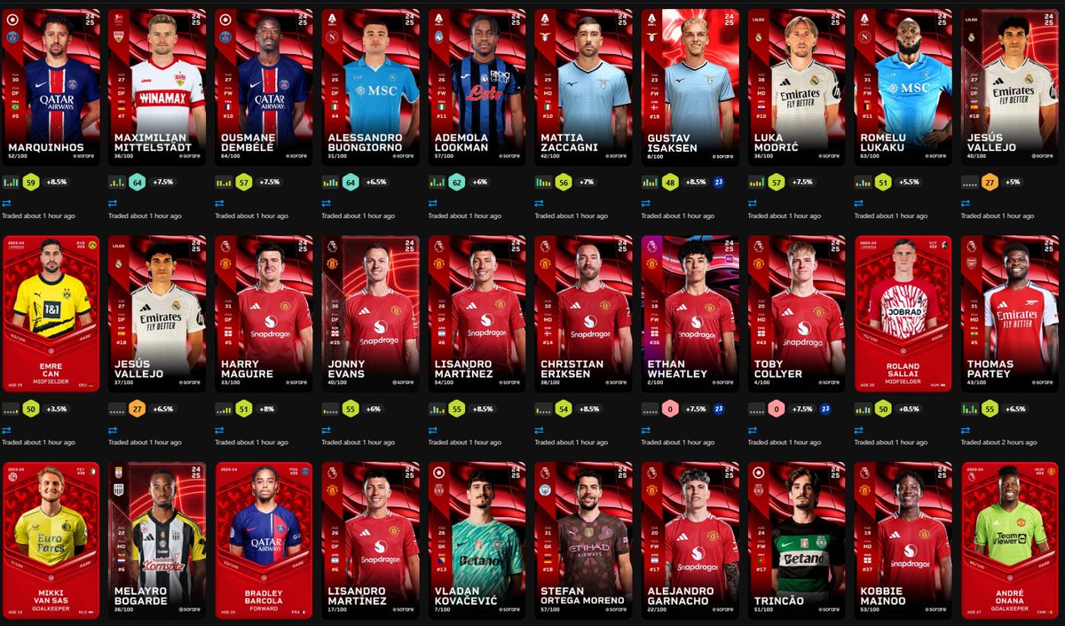 Trendemen's tweet photo. Retweet / Like = 💙

Just traded / bought some amazing 🔴cards!👀
If you're interested: Let me know!🙌

Looking to sell a Gallery / Bundle -> DM!❤️

#sorare #soraretrader https://t.co/6cI4XCEwmg