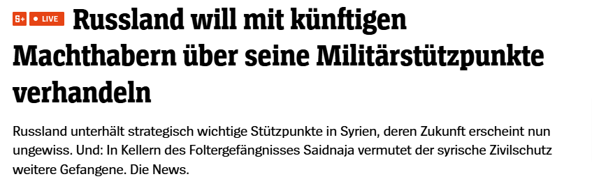Klingt wie Postillon. Russland unterstützte #Assad und bombardierte als dessen verbündeter die Bevölkerung. Danach gewährt er ihm Schutz. Wie doof müssten die Syrer sein mit Russland überhaupt zu verhandeln? Mindestens die Auslieferung der gesamte Familie liegt nahe.